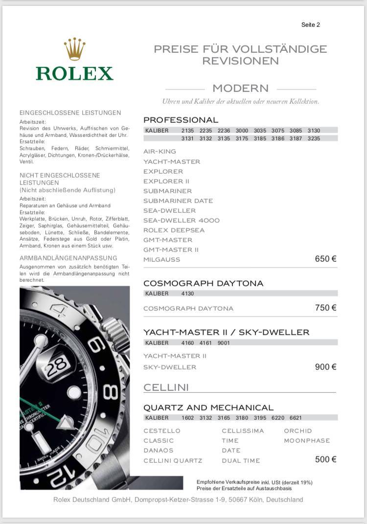 Lista precios revisiones | Relojes Especiales, EL foro de relojes