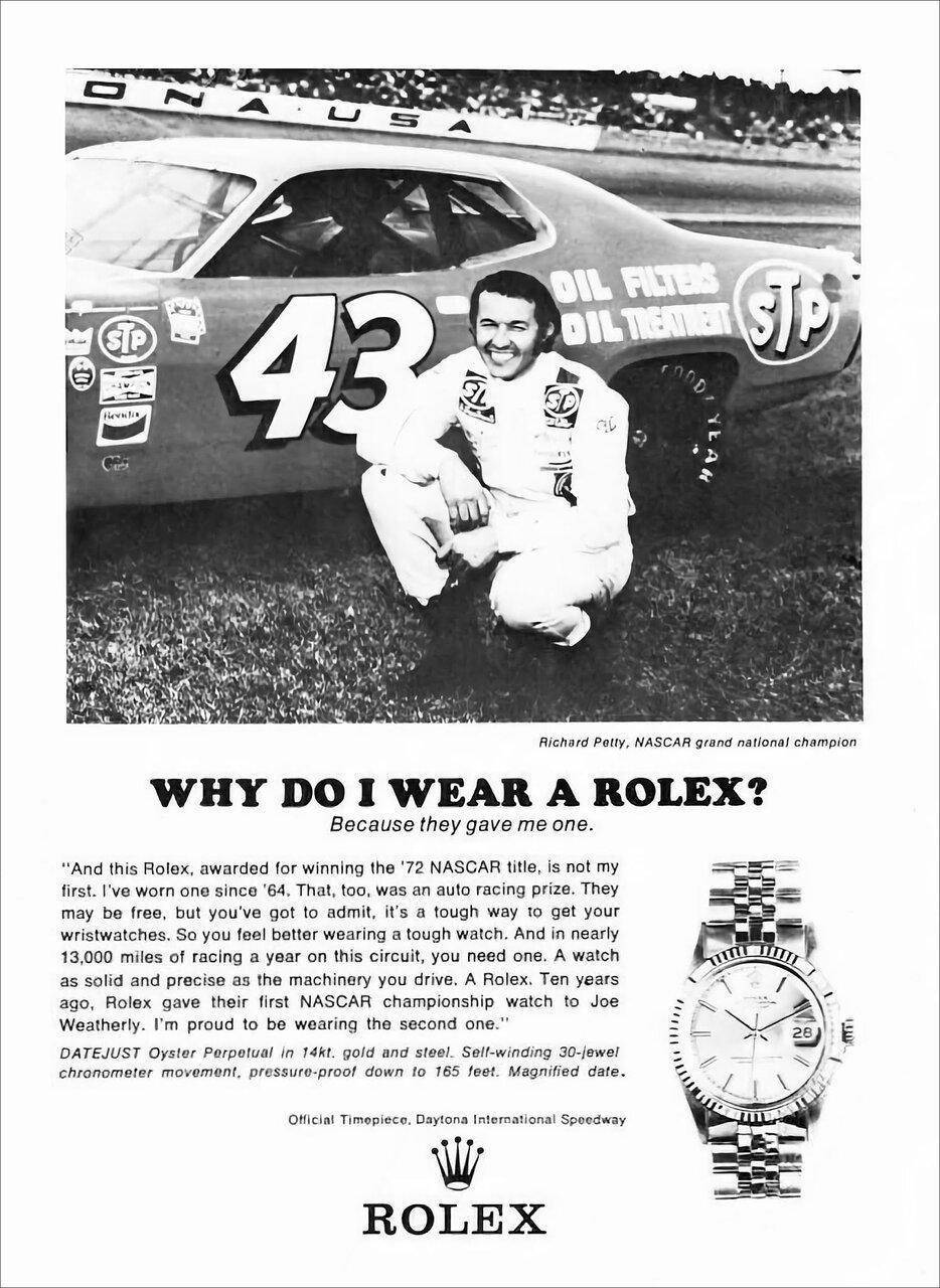 1973 Richard Petty Rolex NASCAR Ad.jpg
