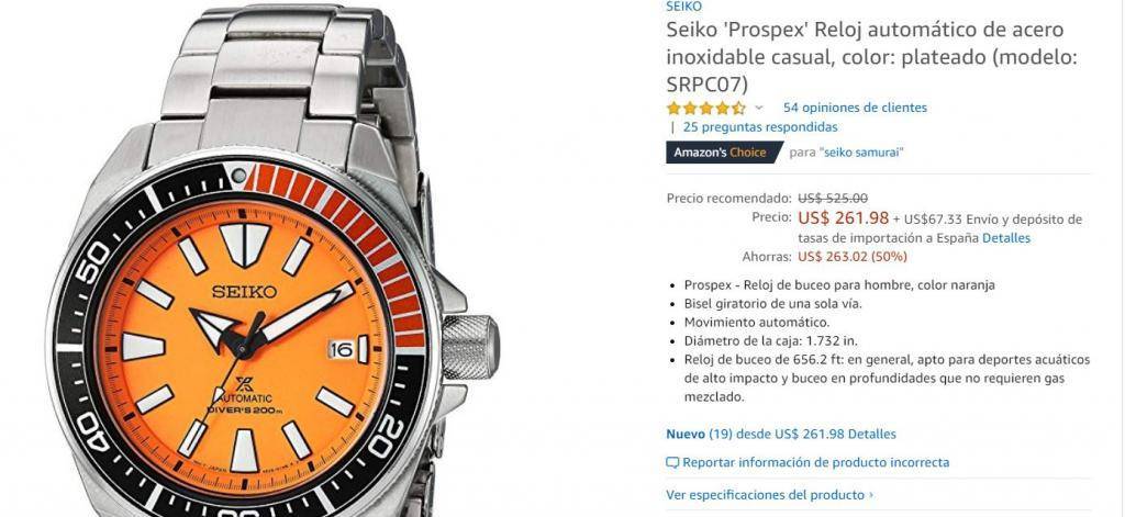 Oferta...Seiko Samurai naranja en Amazon.com | Relojes Especiales, EL foro  de relojes
