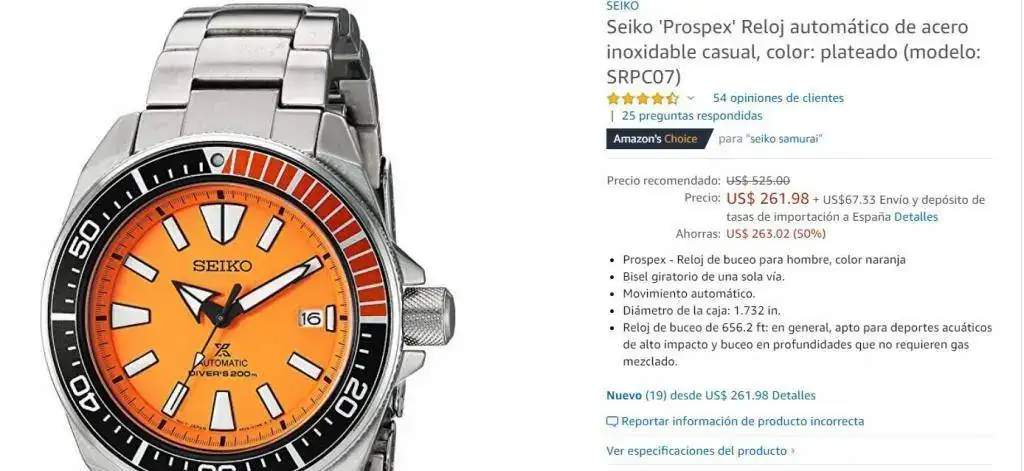 Oferta...Seiko Samurai naranja en Amazon.com | Relojes Especiales, EL foro  de relojes