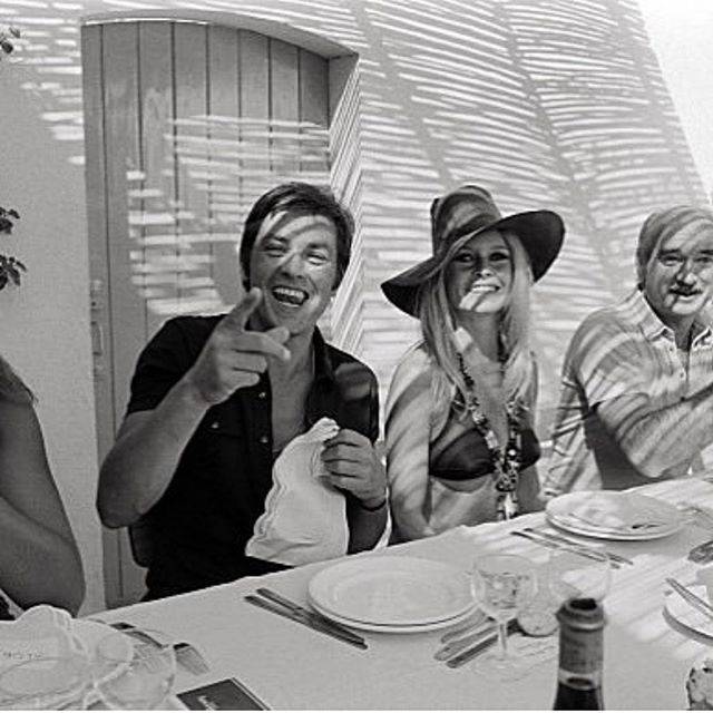 Alain Delon, Brigitte Bardot and Eddie Barclay (1968).jpg