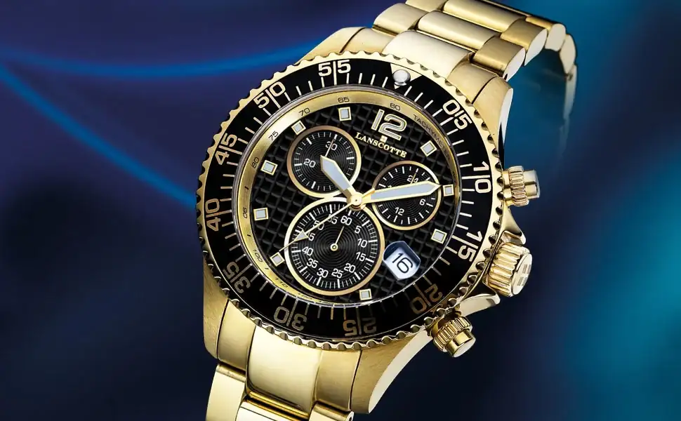 GALERIA DEL COLECCIONISTA Reloj Cronógrafo Hombre Symbol Lanscotte Acabado  Oro de 1ª Ley Acero quirúrgico : Amazon.es: Moda