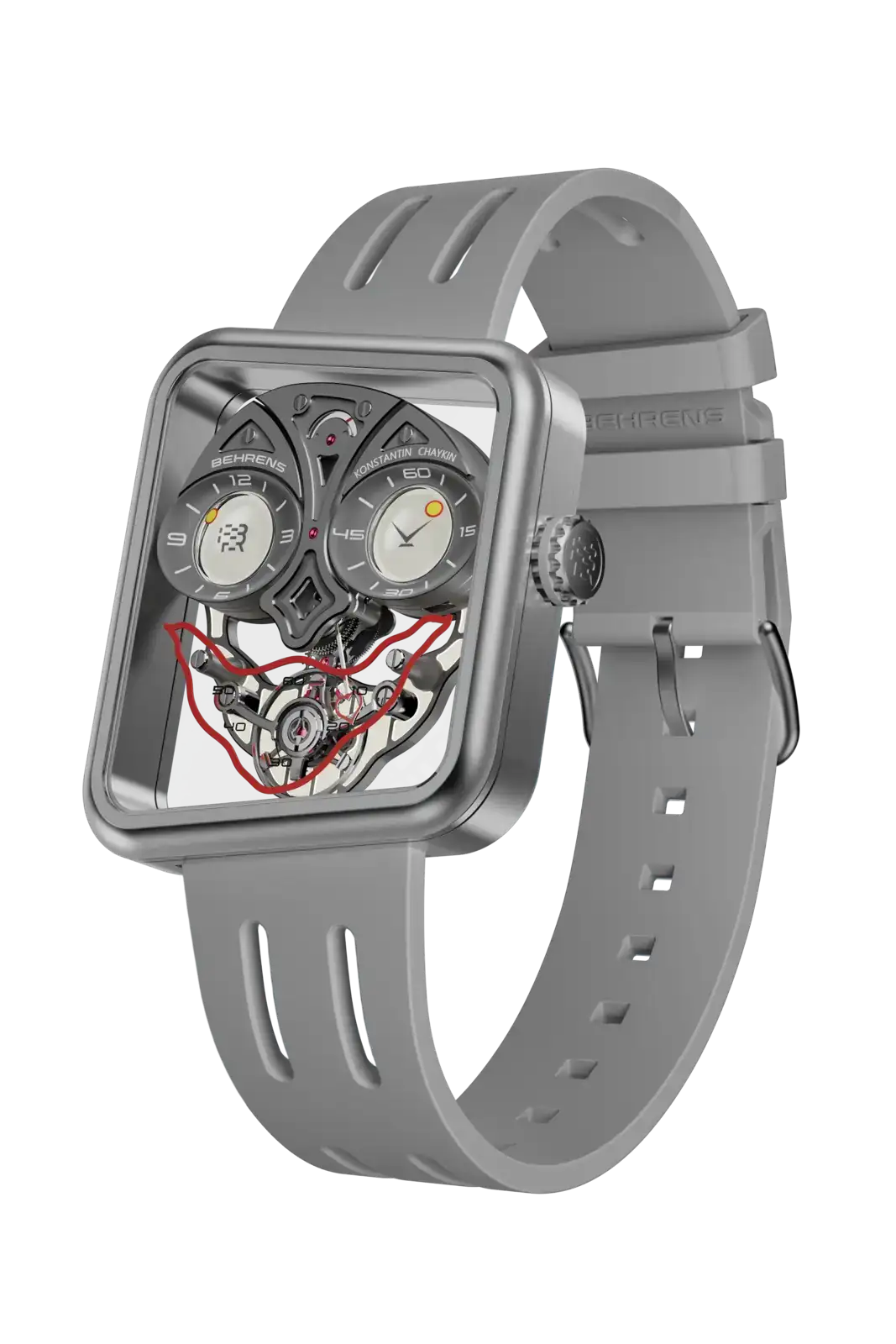 BEHRENS x Konstantin Chaykin Ace of Hearts  Grey Fluoroelastomer Strap Model BHR033TI01 Obliq...webp