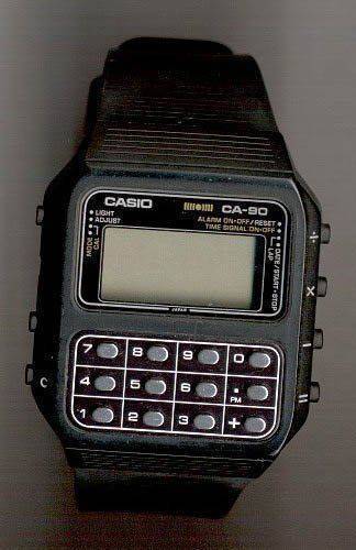 Casio CA-90 Black plastic multi-function calculator watch with game, c. 1982.jpg