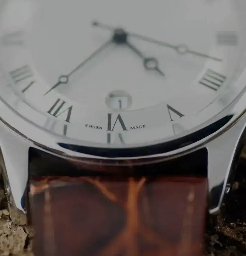 Close Up of Luxury Swiss Leather Watch.webp