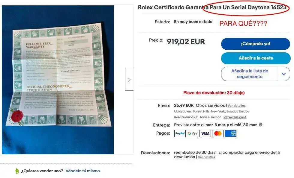 que sentido le veis a vender un Certificado Rolex usado Comprar sin papeles comprar papeles Relojes Especiales EL foro de relojes
