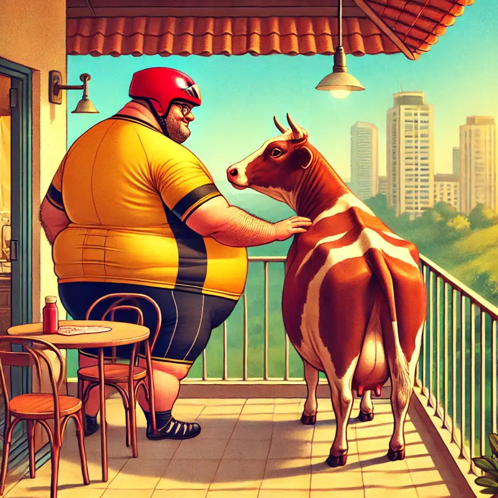 DALL·E 2025-01-29 22.52.01 - A surreal and humorous illustration of an extremely overweight m...webp