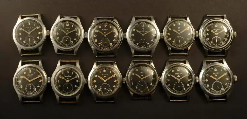 Dirty_Dozen_British_military_WWW_watches_at_A_Collected_Man_London6.webp