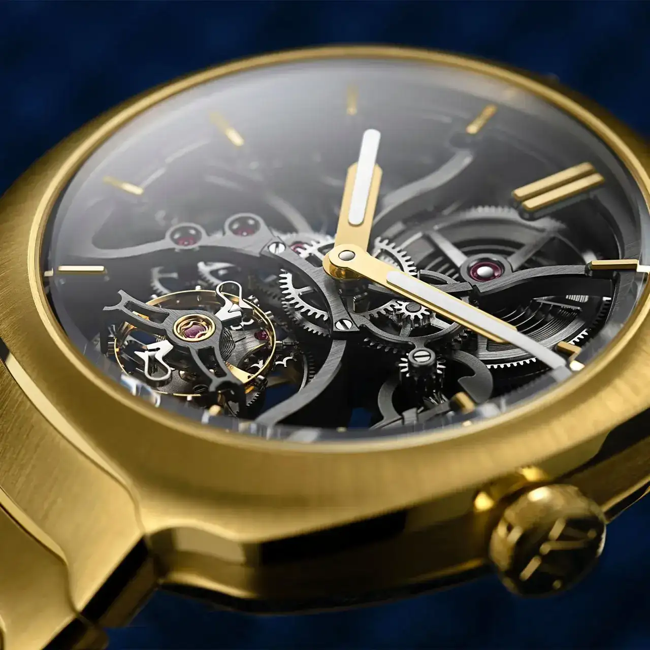 H Moser Cie Streamliner Tourbillon Skeleton Oro amarillo Exclusivo de la boutique de California - 7