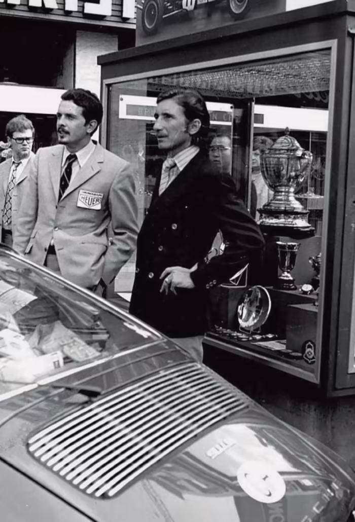 Famed watchmaker Gerd-Rüdiger Lang (left) – who then worked with Heuer – and Swiss driver Jo ...jpeg