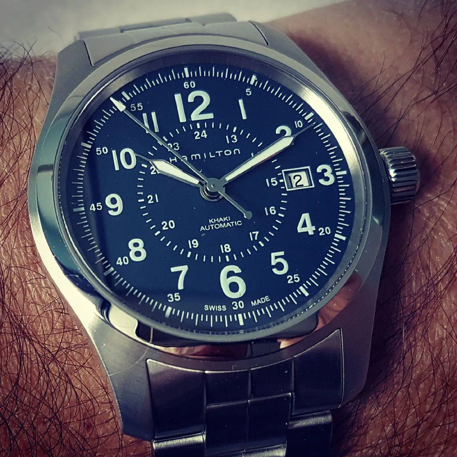 Hamilton Khaki Field Auto 42 mm 100M Blue Dial Bracelet #H70605143 (2).webp