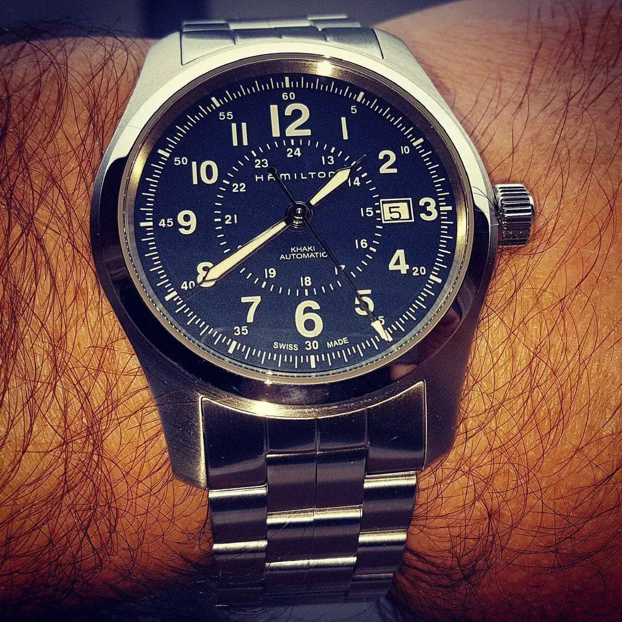 Hamilton Khaki Field Auto 42 mm 100M Blue Dial Bracelet #H70605143 (2).webp