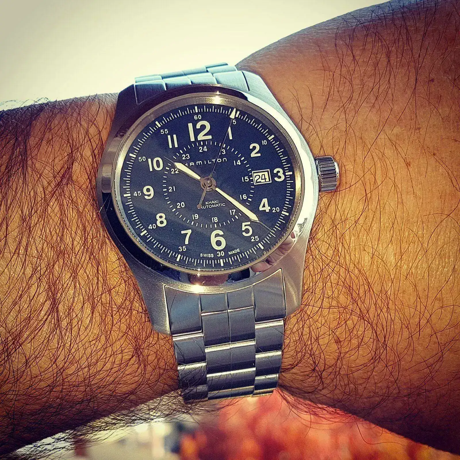 Hamilton Khaki Field Auto 42 mm 100M Blue Dial Bracelet #H70605143 (2).webp