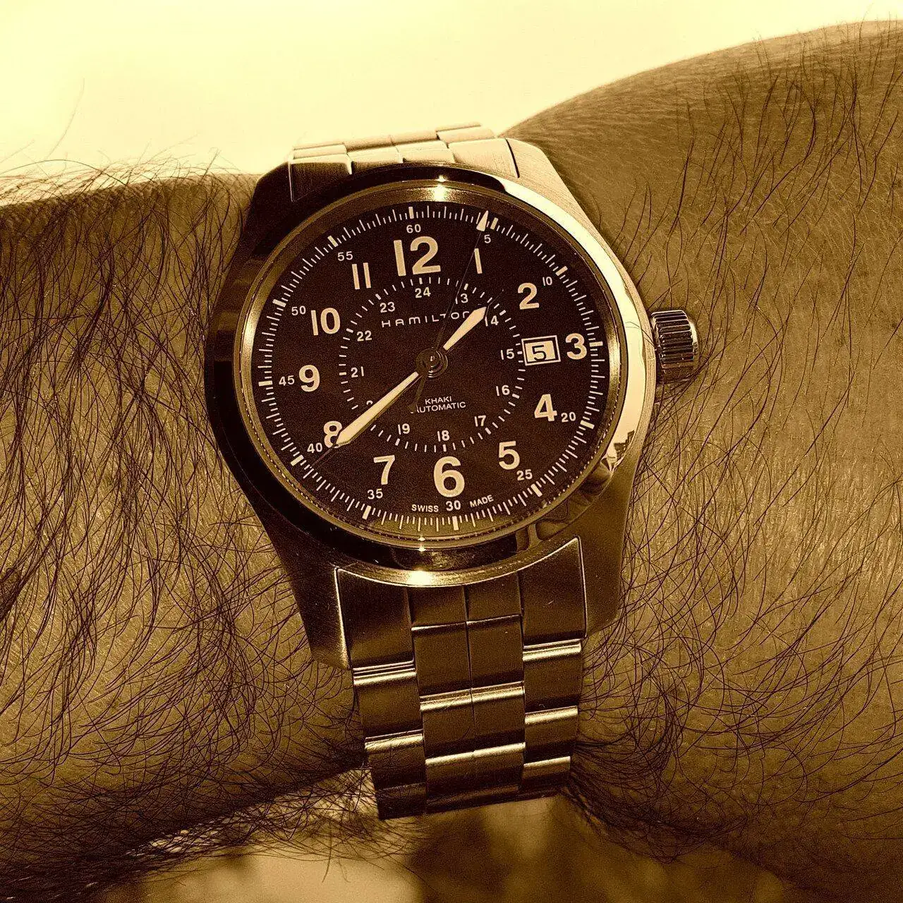 Hamilton Khaki Field Auto 42 mm 100M Blue Dial Bracelet #H70605143 (Sepia).jpg