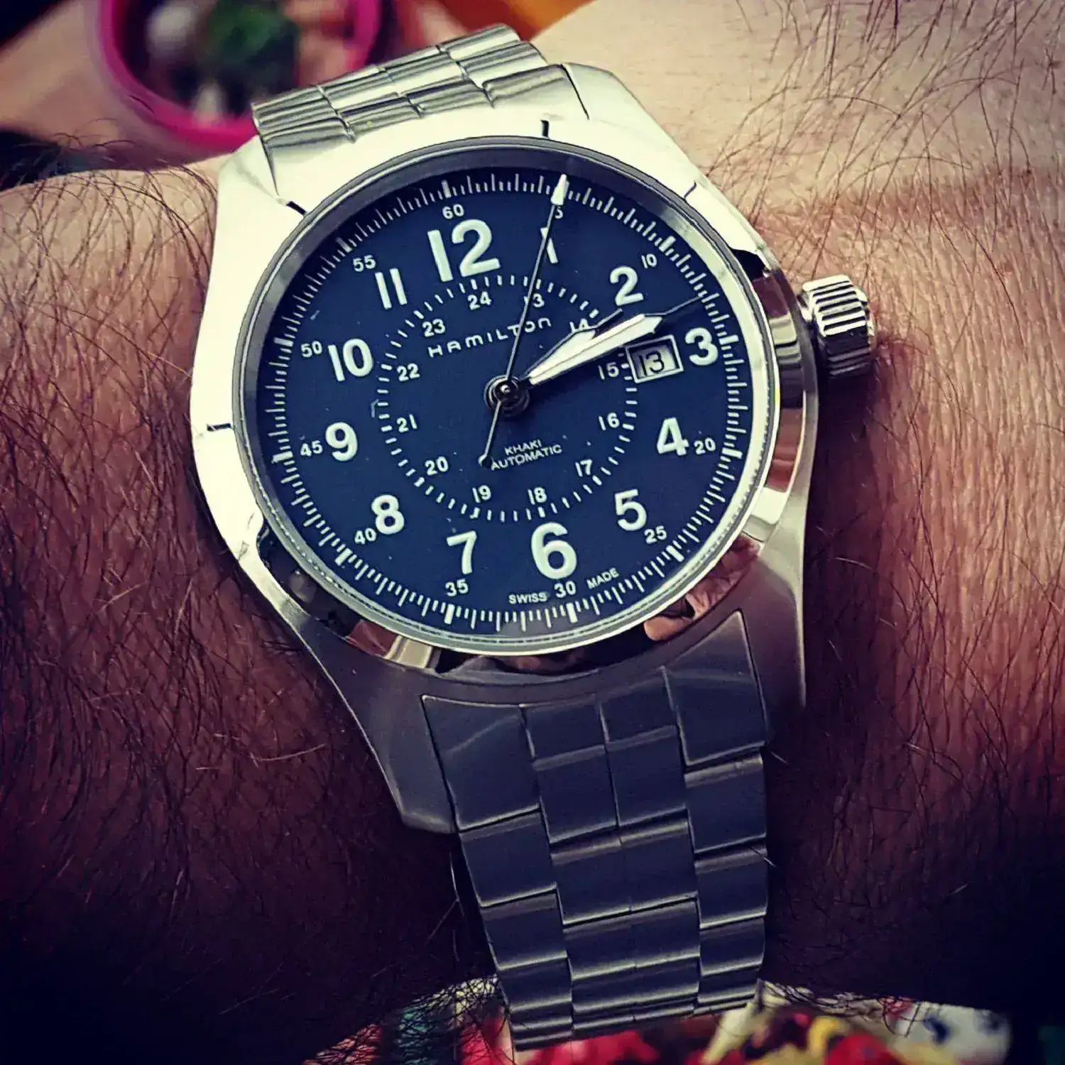 Hamilton Khaki Field Auto 42 mm 100M Blue Dial Bracelet #H70605143.webp