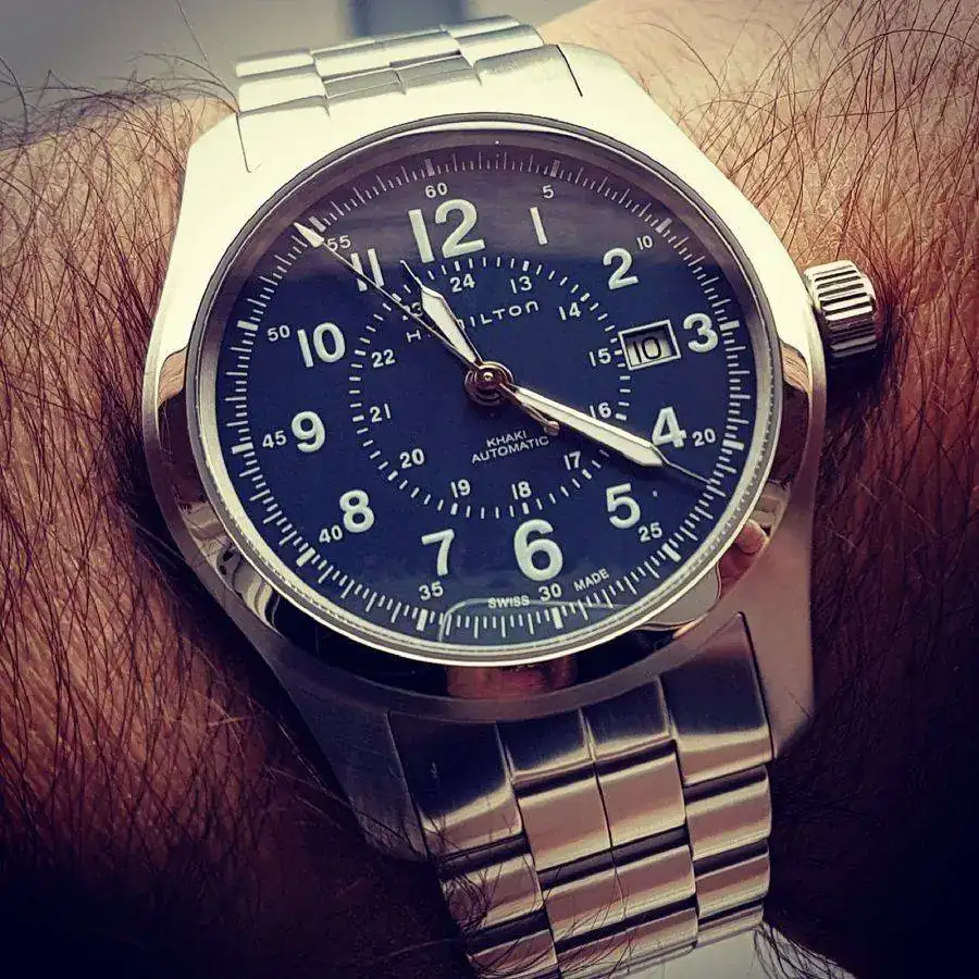 Hamilton Khaki Field Auto 42 mm 100M Blue Dial Bracelet #H70605143.jpg