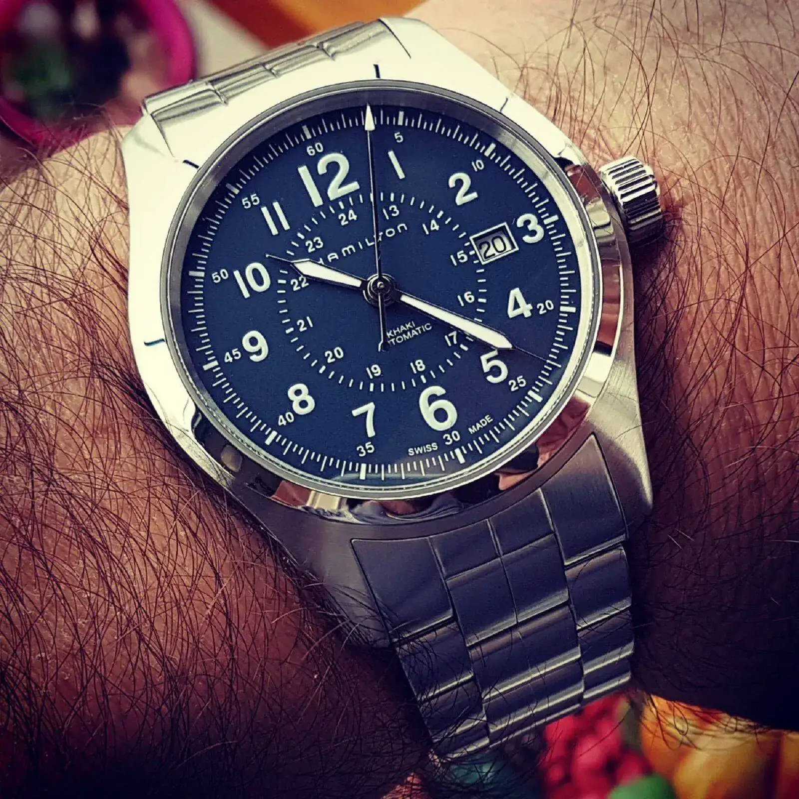 Hamilton Khaki Field Auto 42 mm 100M Blue Dial Bracelet #H70605143.webp