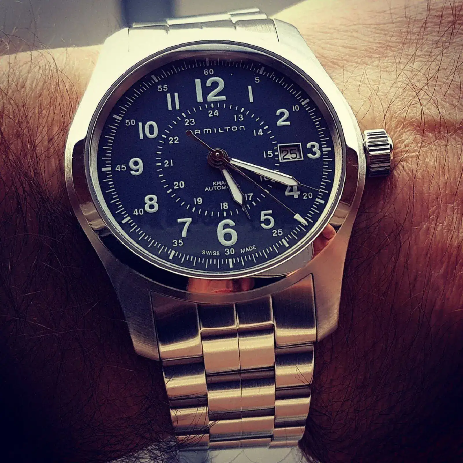 Hamilton Khaki Field Auto 42 mm 100M Blue Dial Bracelet #H70605143.webp