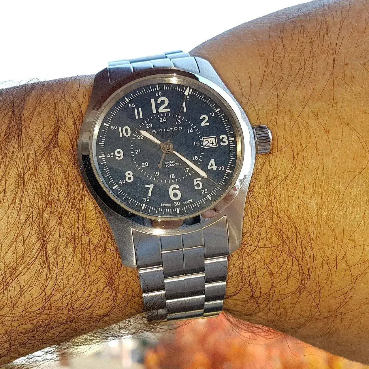 Hamilton Khaki Field Auto 42 mm 100M Blue Dial Bracelet #H70605143.webp