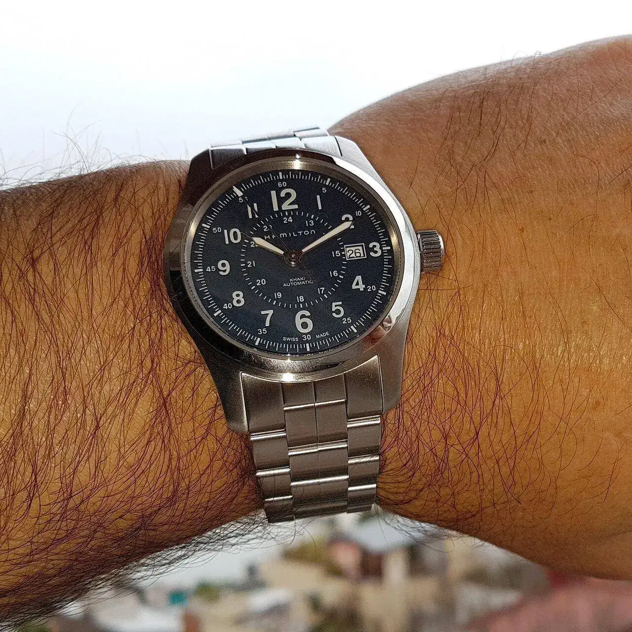 Hamilton Khaki Field Auto 42 mm 100M Blue Dial Bracelet #H70605143.webp