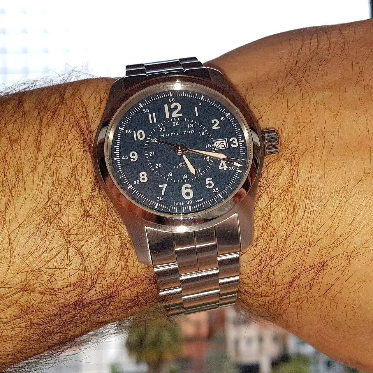 Hamilton Khaki Field Auto 42 mm 100M Blue Dial Bracelet #H70605143.webp