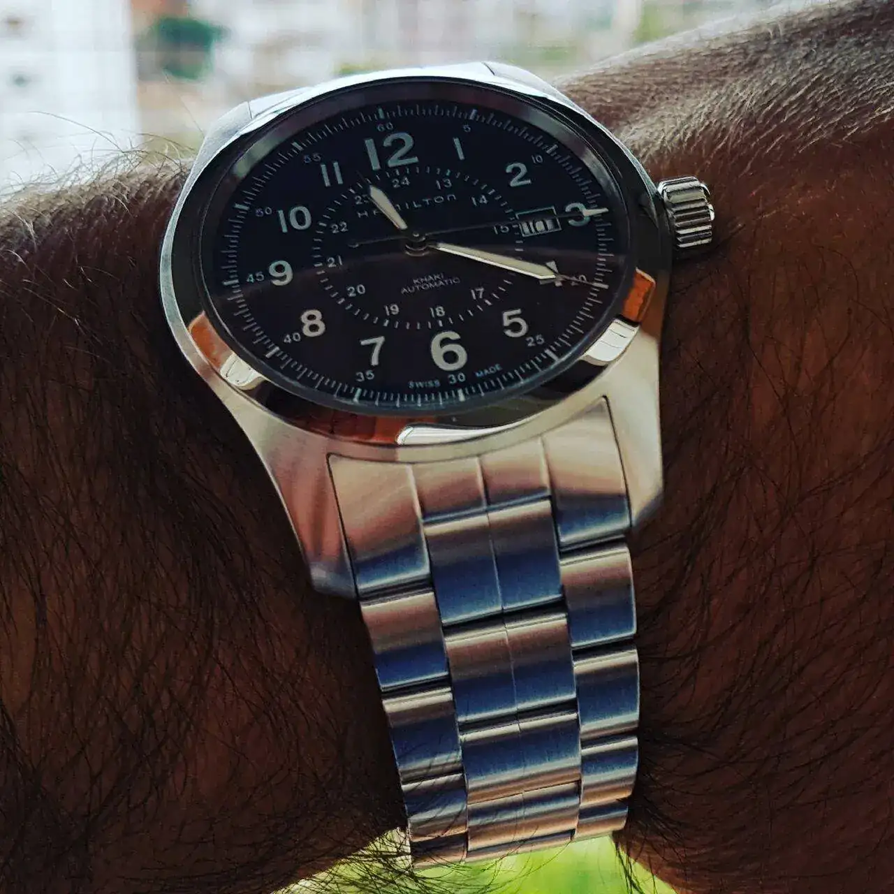 Hamilton Khaki Field Auto 42 mm 100M Blue Dial Bracelet #H70605143.webp