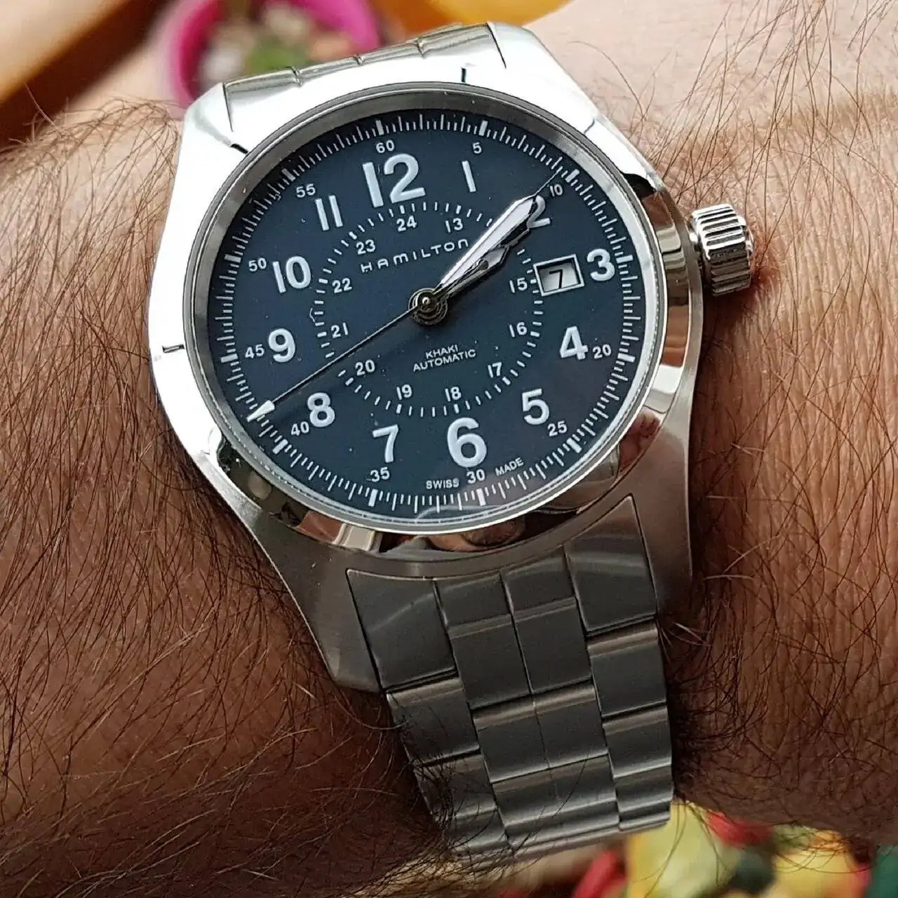 Hamilton Khaki Field Auto 42 mm 100M Blue Dial Bracelet #H70605143.webp
