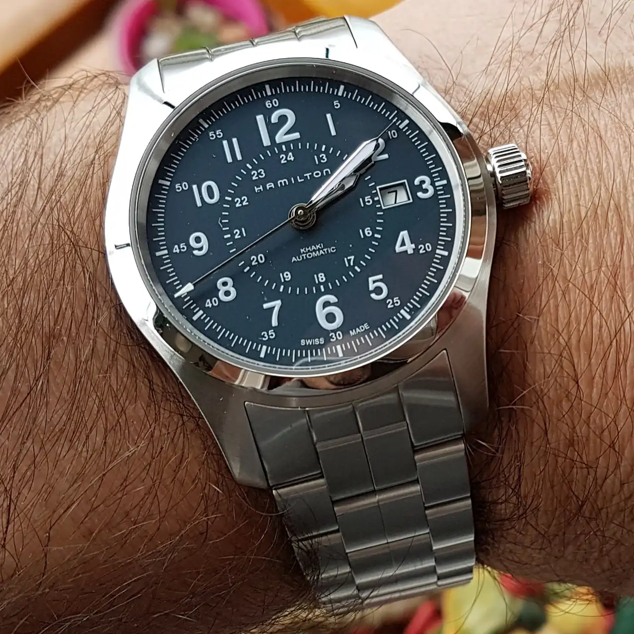 Hamilton Khaki Field Auto 42 mm 100M Blue Dial Bracelet #H70605143.webp