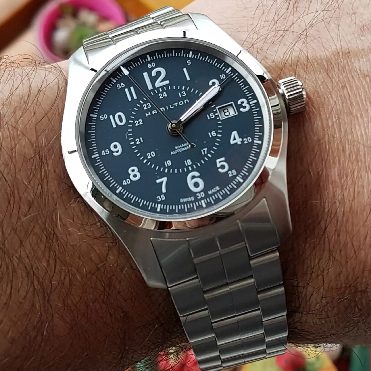 Hamilton Khaki Field Auto 42 mm 100M Blue Dial Bracelet #H70605143.webp
