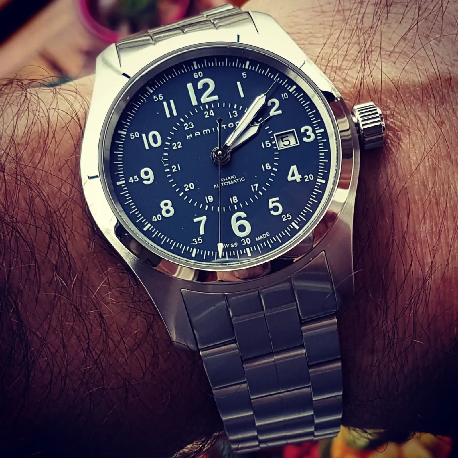 Hamilton Khaki Field Auto 42 mm 100M Blue Dial Bracelet #H70605143.webp
