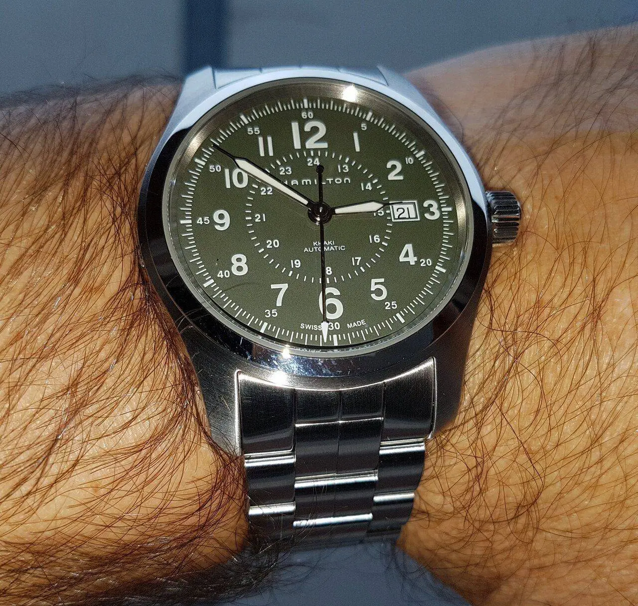 Hamilton Khaki Field Auto 42mm 100M Green Dial Cal. H10 Ref. H70605163 (1).webp