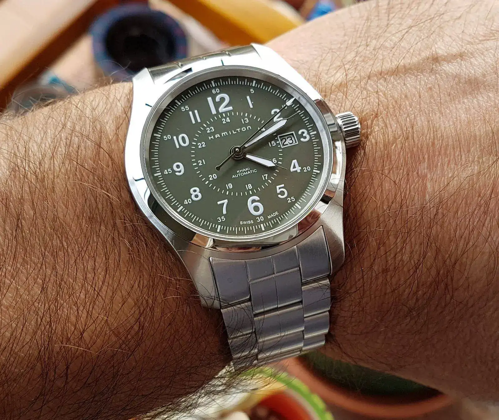Hamilton Khaki Field Auto 42mm 100M Green Dial Cal. H10 Ref. H70605163.webp
