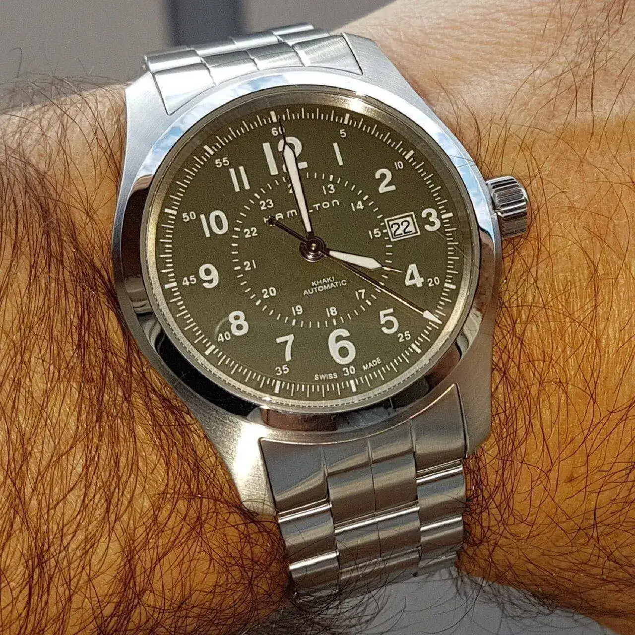 Hamilton Khaki Field Auto 42mm 100M Green Dial Cal. H10 Ref. H70605163.webp