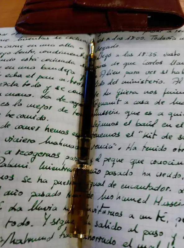 Pelikan M200 Cognac punto Italic - Pelikan M200 Cognac punto Italic cargada con Irish green de Pelikan