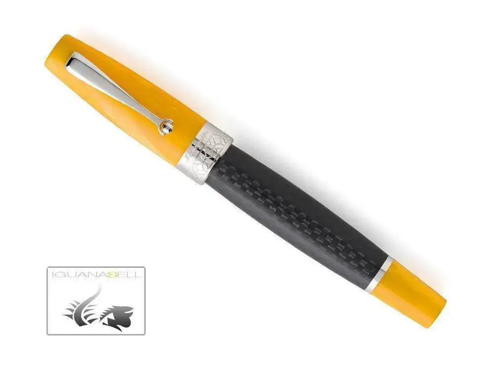 iya-Carbon-Fountain-Pen-Black-Yellow-Silver-trim-2.webp