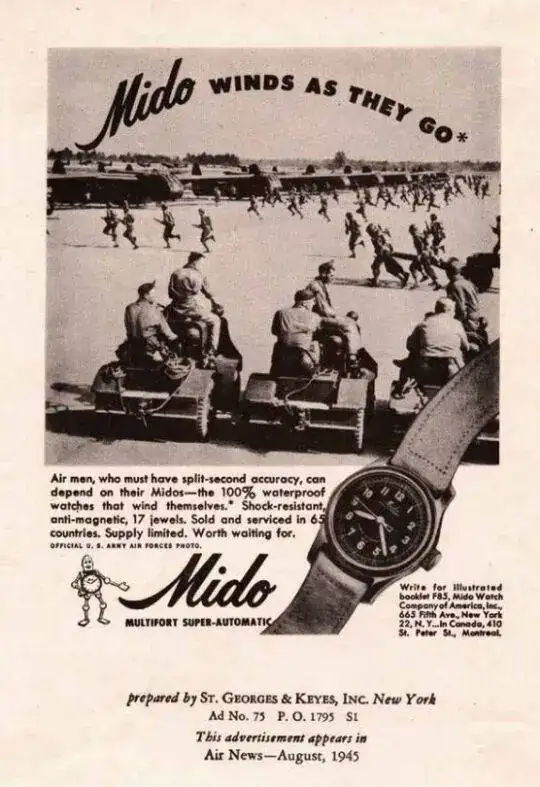 MIDO Werbung 1939 Basel 60tsd HOLZmännchen.webp