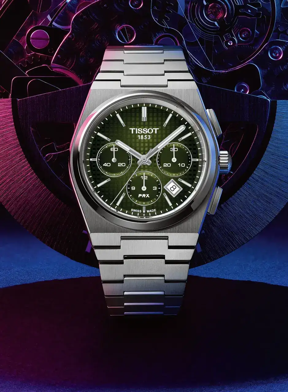 Tissot PRX Cronógrafo Automático Verde Gofre Degradado T137.427.11.091.00 - 2