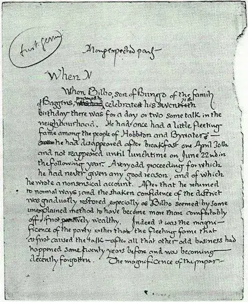 original manuscript first page lord of the rings jrr tolkien marquette university collection ...webp