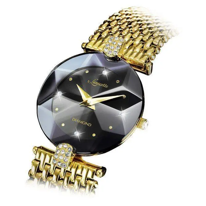 RELOJ LANSCOTTE BLACK DIAMOND EN ACERO CHAPADO EN ORO - Joyerías Ya