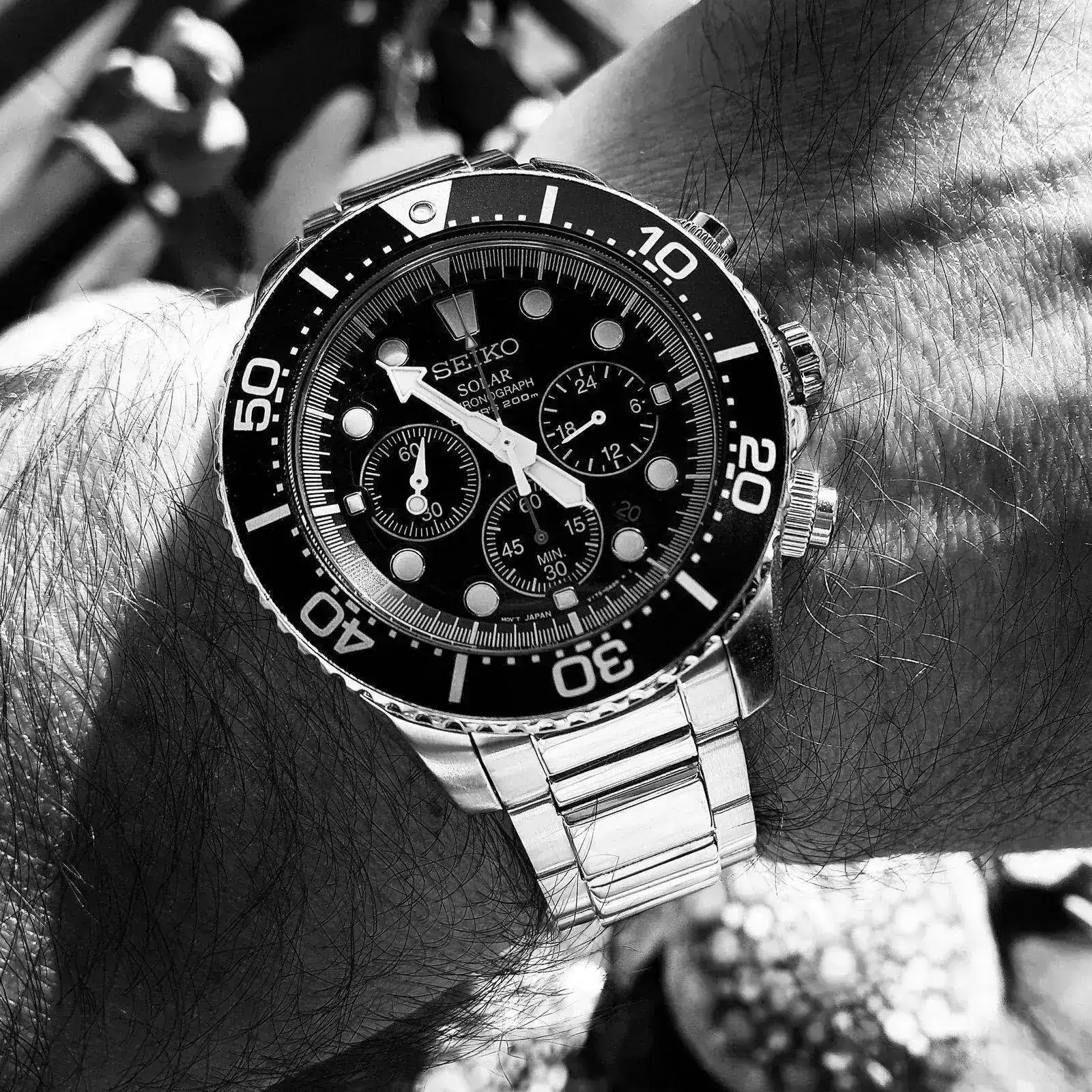 Seiko Solar Daytona Submariner Black  SSC017 200M (B&W).webp