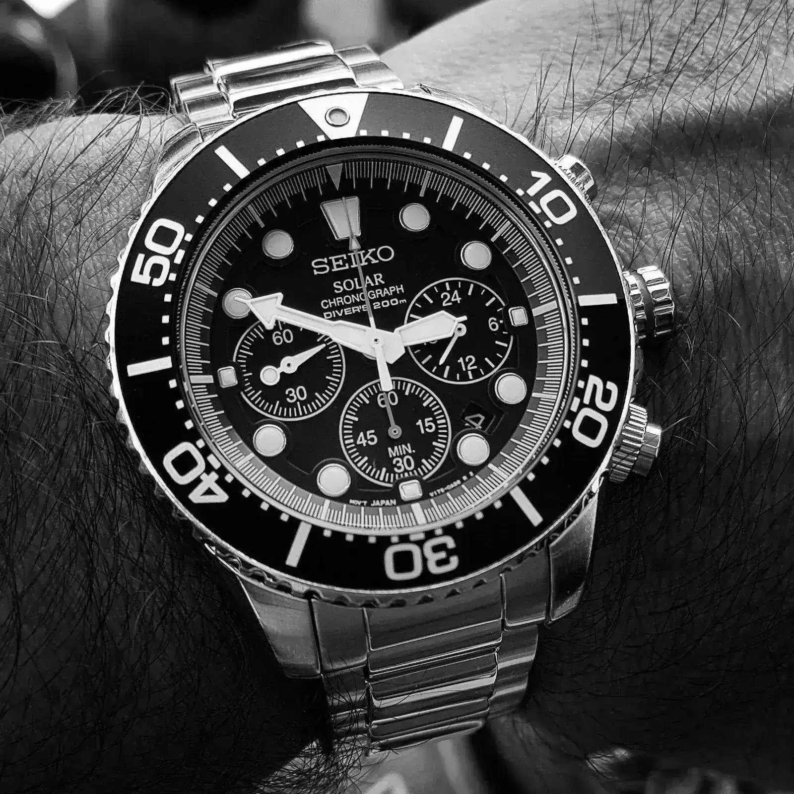 Seiko Solar Daytona Submariner Black  SSC017 200M  (B&W).webp