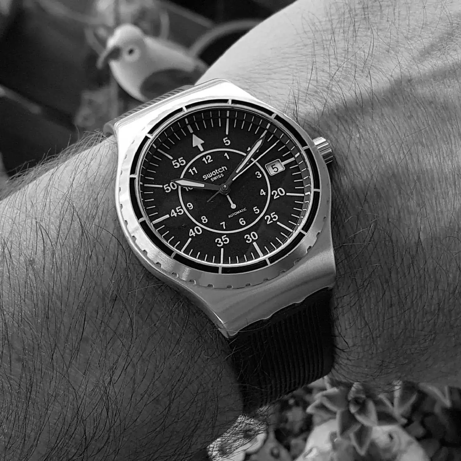 Swatch Sistem51 Irony Sistem Arrow (YIS403) (B&W).webp