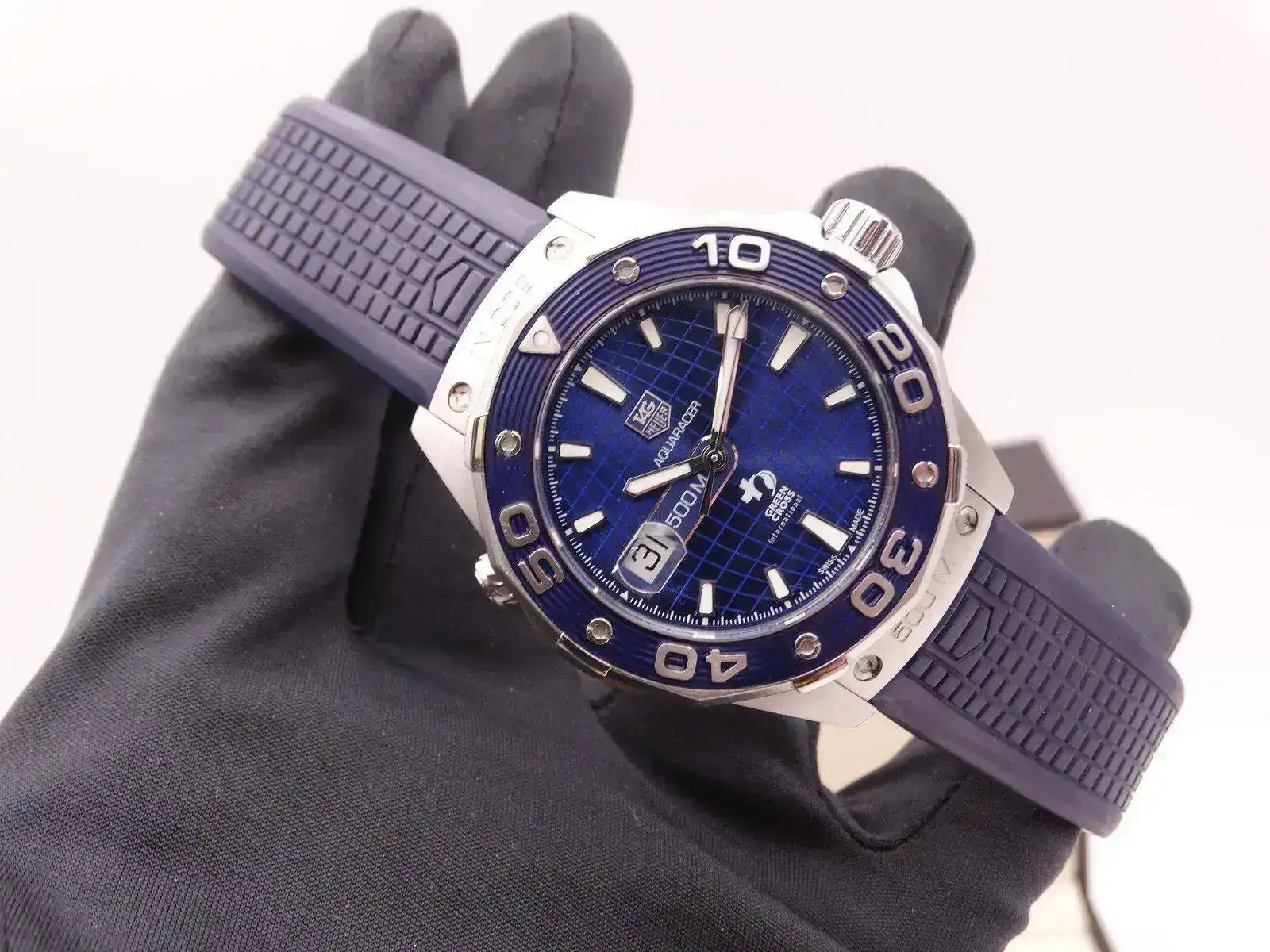 Tag Heuer Aquaracer 500 Dicaprio Green cross Blue Limited 01269.webp