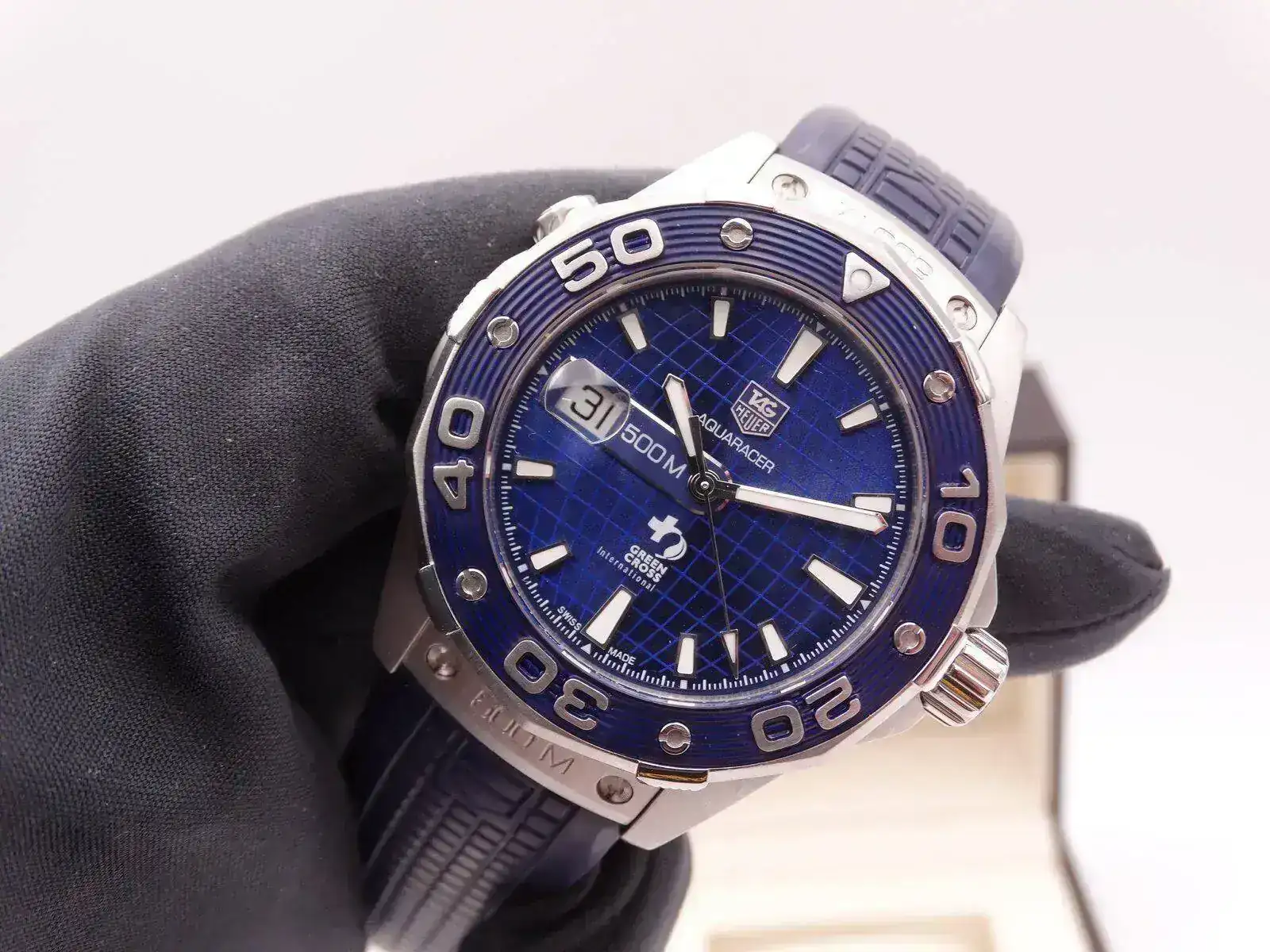 Tag Heuer Aquaracer 500 Dicaprio Green cross Blue Limited 01273.webp