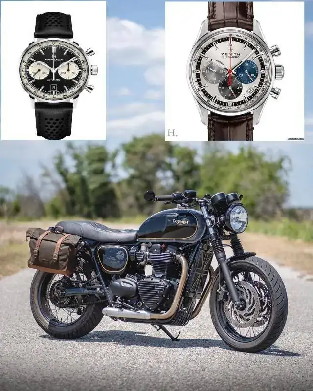 triumph cafe racer con relojes.webp