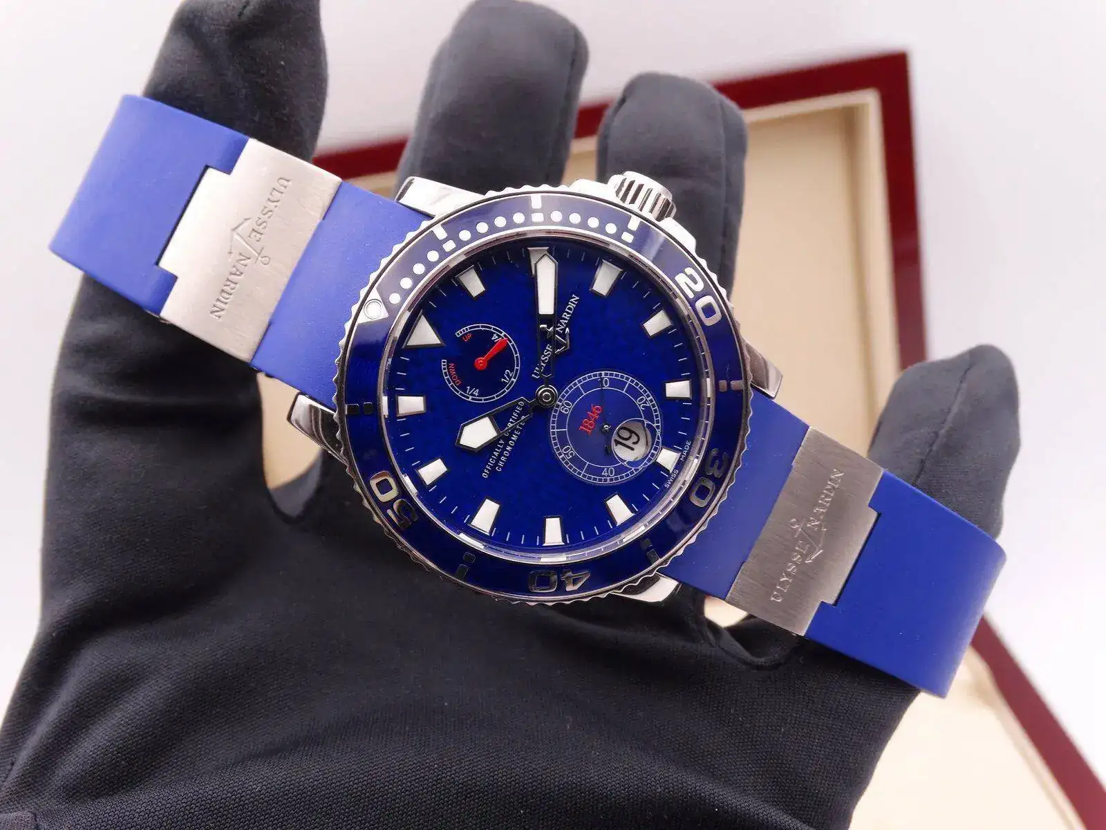 ULYSSE NARDIN Maxi Marine Diver Azul Oro Blanco 18k Limited 2021 FULL SET |  Klockspan