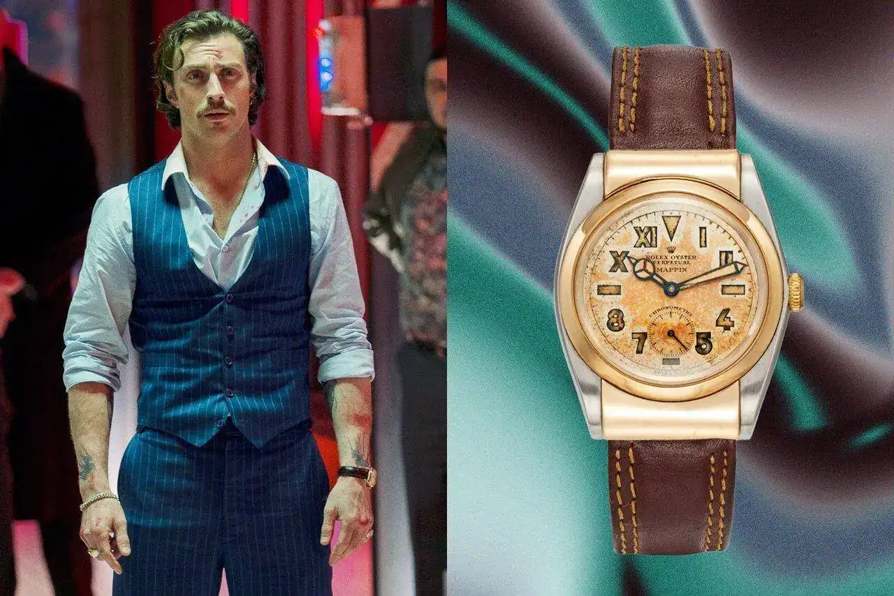 Watches of bullet train_0001_Aaron taylor Johnson Rolex Bubbleback.webp